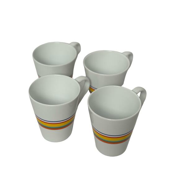 Crate & Barrel Cirque Coffee Mugs (4)Cup 11 oz Rainbow Horizontal Stripes - Picture 3 of 4